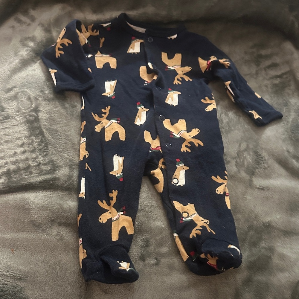 Carter's Navy Reindeer Footie Pajamas